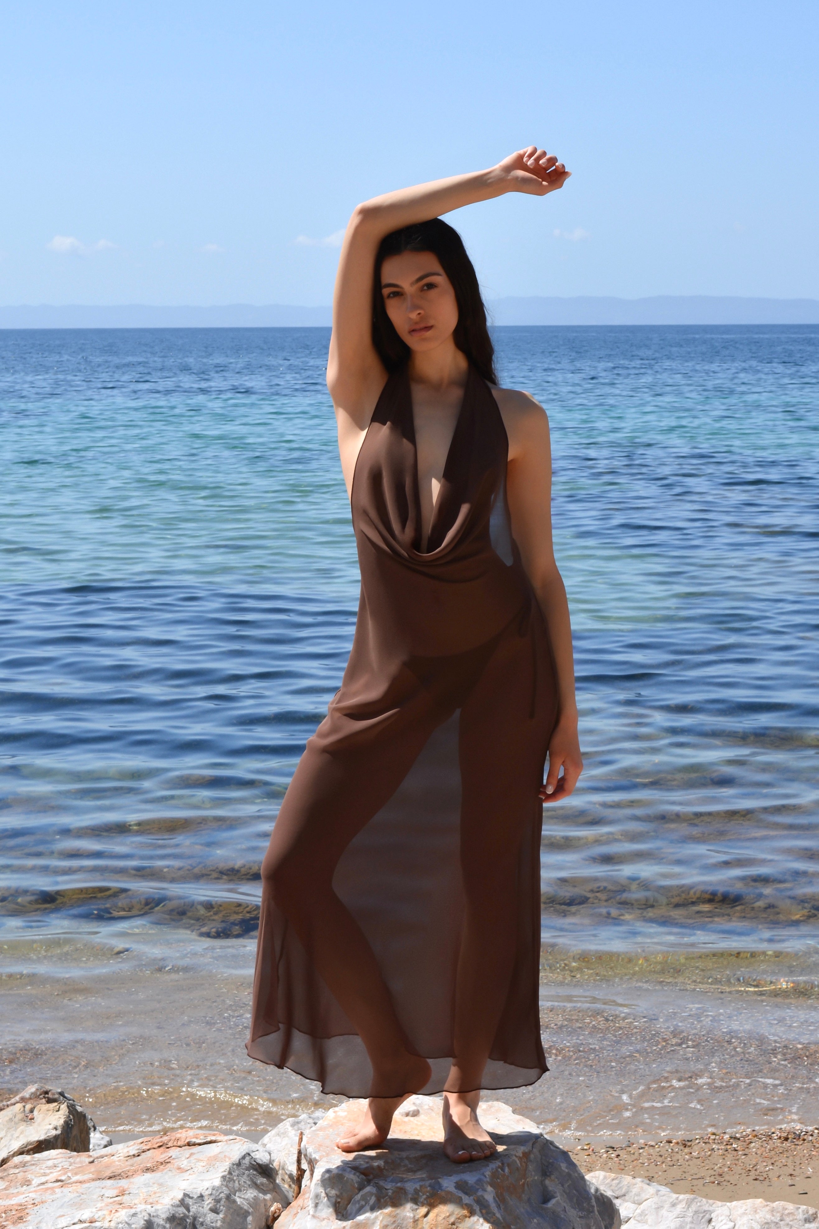 RIVIERA MAXI DRESS IN DARK CHOCOLATE