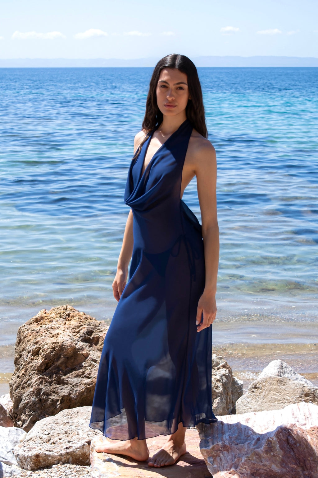 RIVIERA MAXI DRESS IN DEEP BLUE